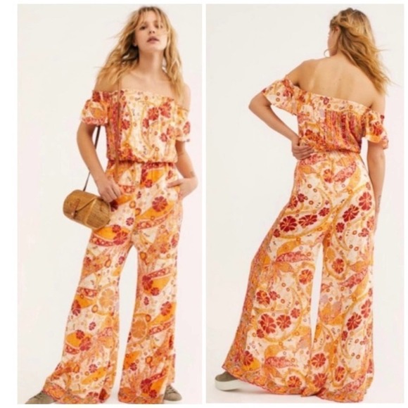 Free People Multi Colored Off Shoulder Jumpsuit - Picture 1 of 9
